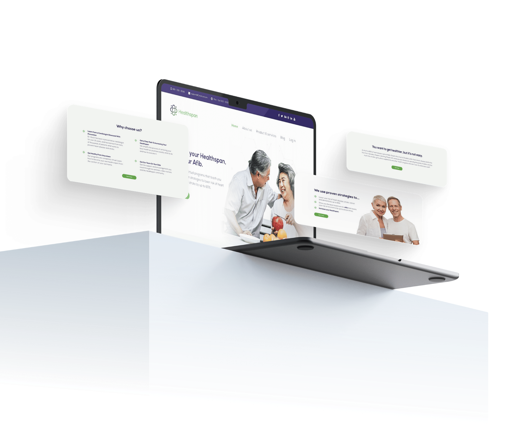 HealthspanMD website design shown on a laptop