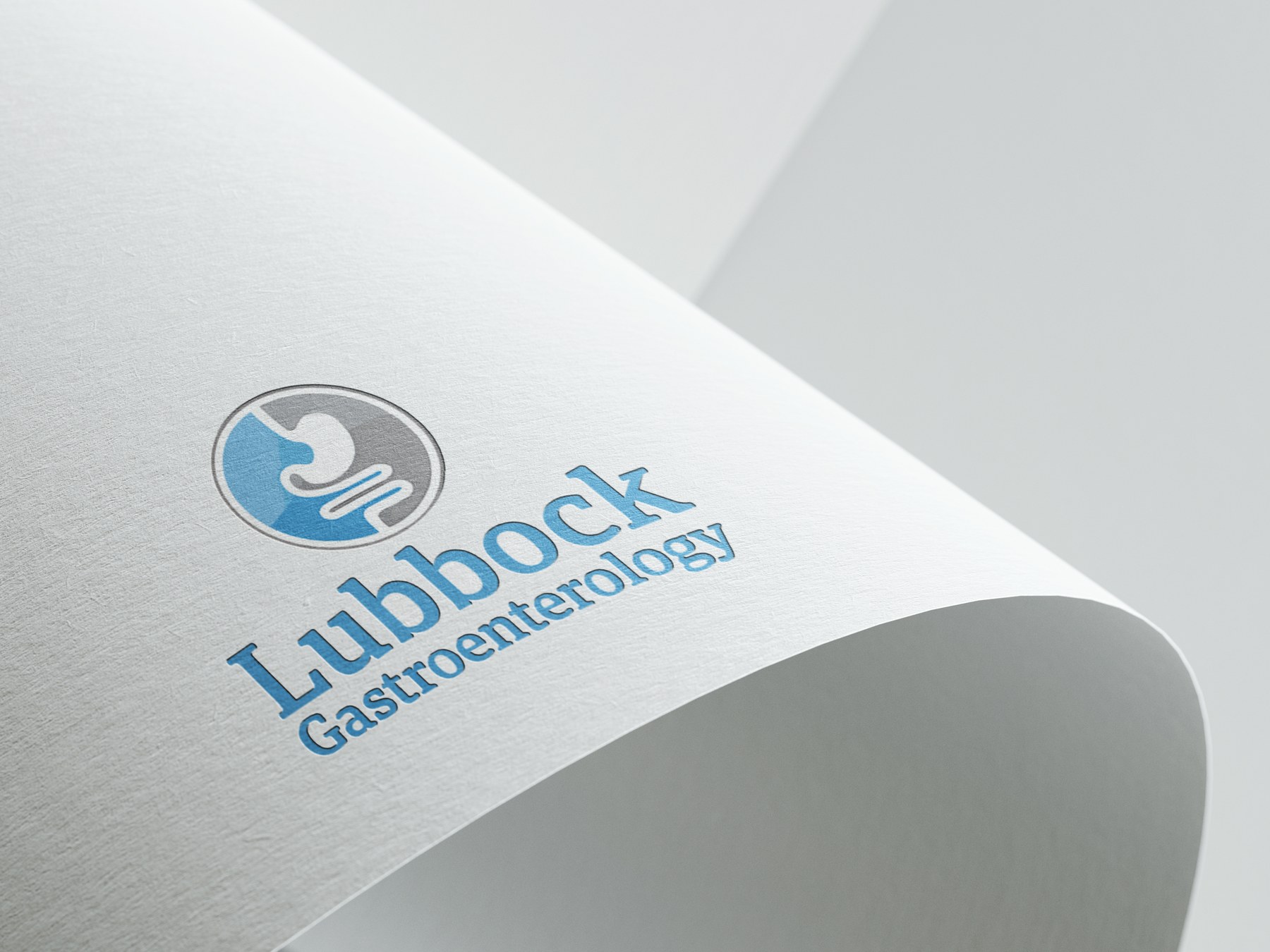 Lubbock Gastroenterology logo on a folded paper mockup