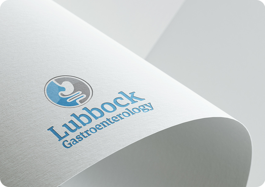 Lubbock Gastroenterology logo on a folded paper mockup