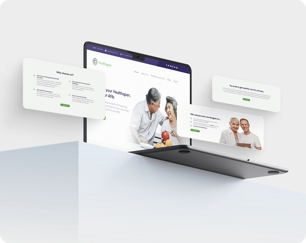 HealthspanMD website shown on a laptop