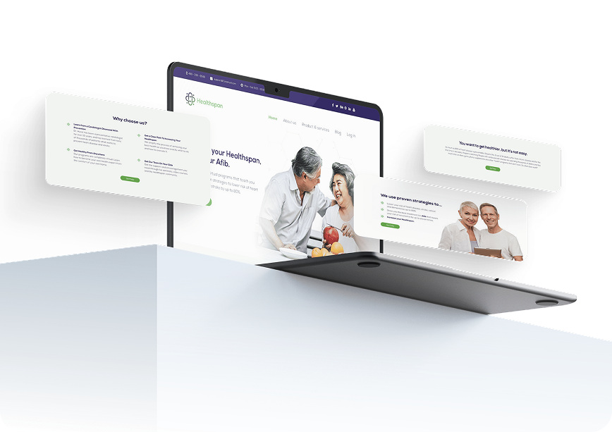 HealthspanMD website design shown on a laptop